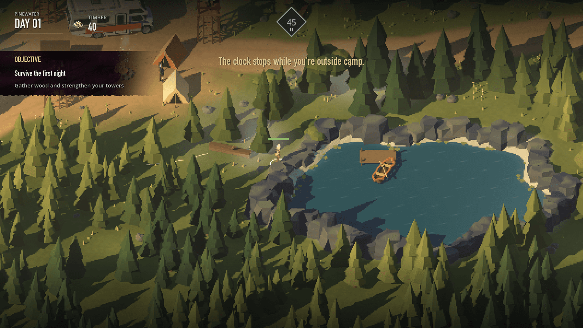 out at the lake below the camp