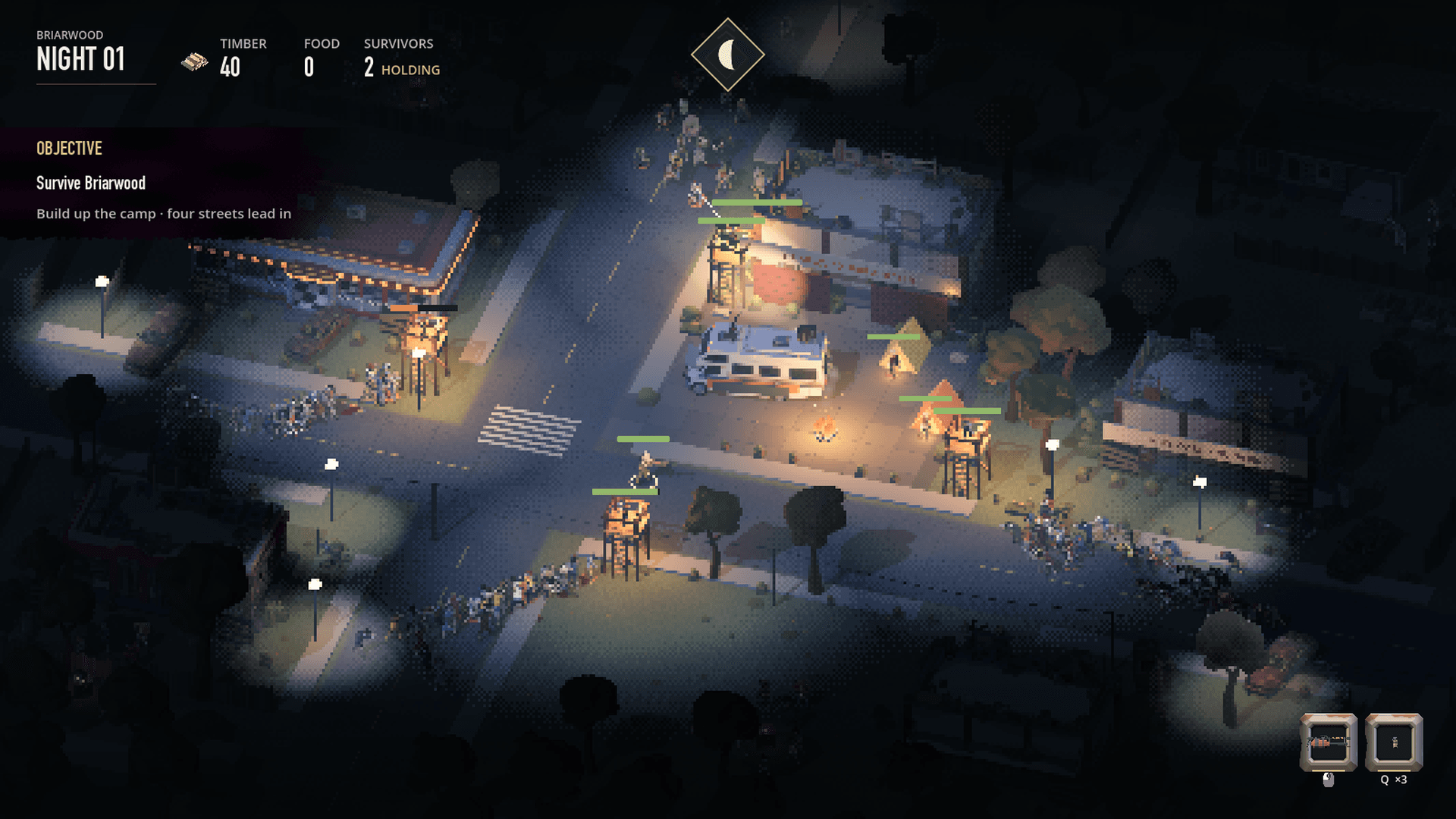 Briarwood from above — the horde on all four streets