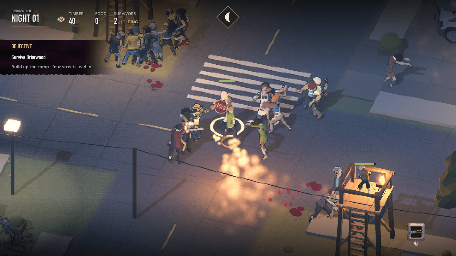 surrounded: the flamethrower and the sign shield, up close
