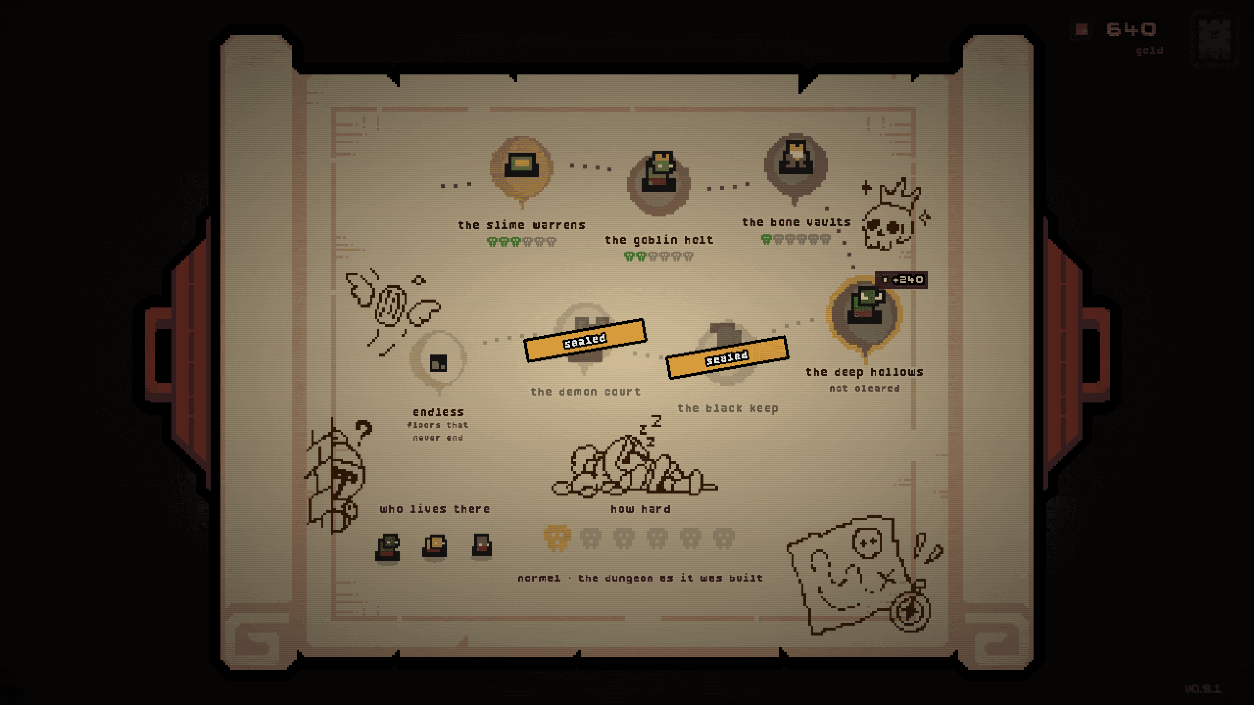 the shelf — six dungeons on a paper map, who lives there, and how hard you want it