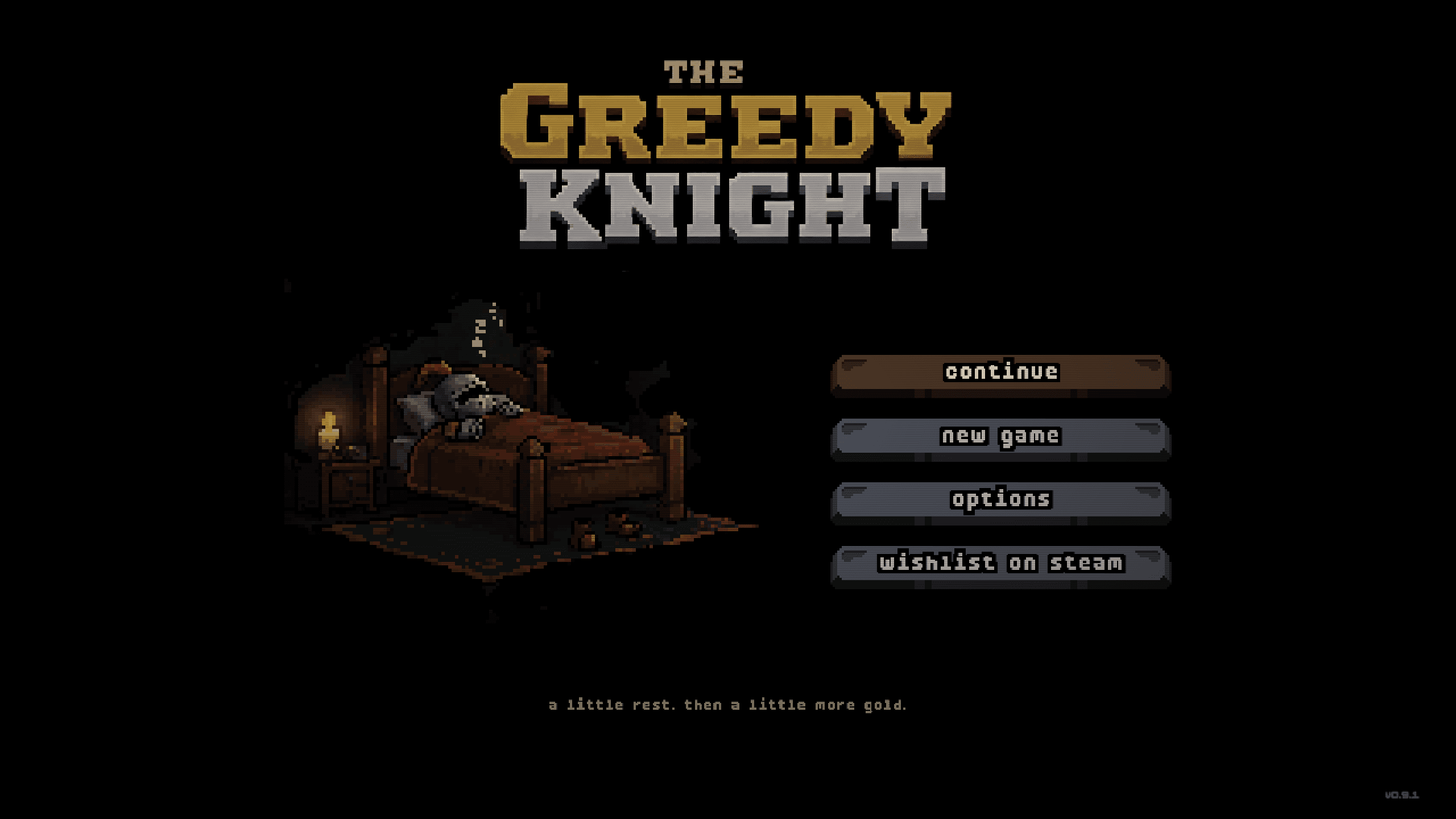 the title screen — he is asleep, and stays asleep until you press something