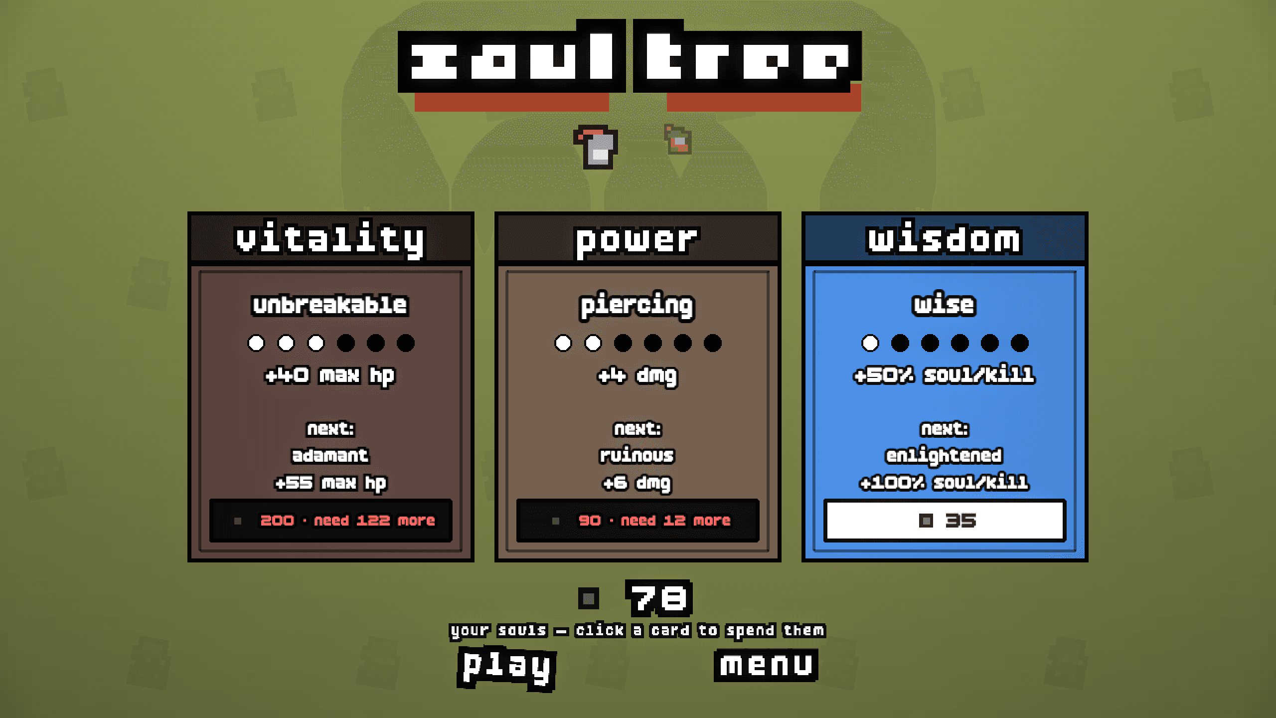 the souls tree, part-way through a knight and archer build